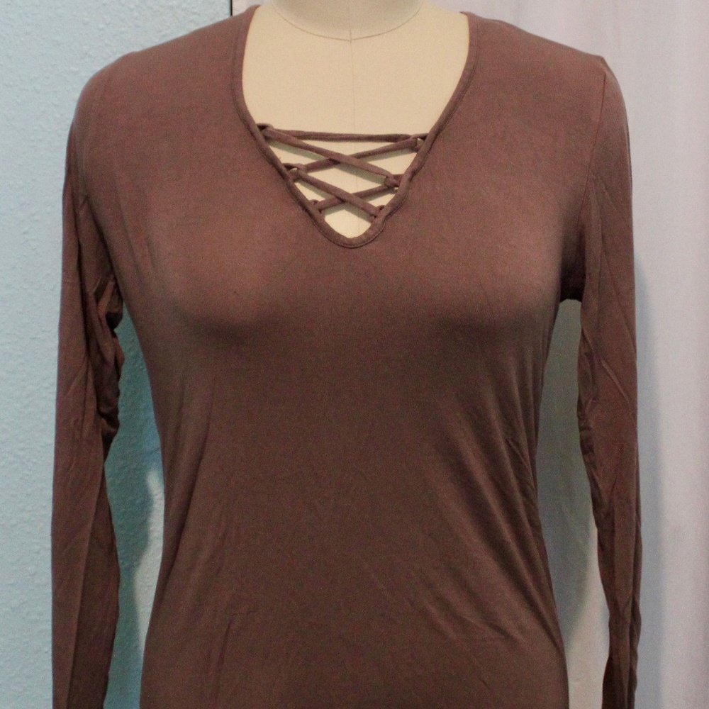 Lace Front Long Sleeve Tee